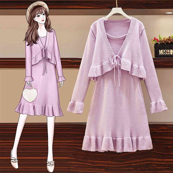 two piece dress ichoix winter elegant korean version sweet long sleeve solid knitted sweater jacket suspend dress famale two-piece suit jr3g, White
two piece dress ichoix winter elegant korean version sweet long sleeve solid knitted sweater jacket suspend dress famale two-piece suit jr3g, White