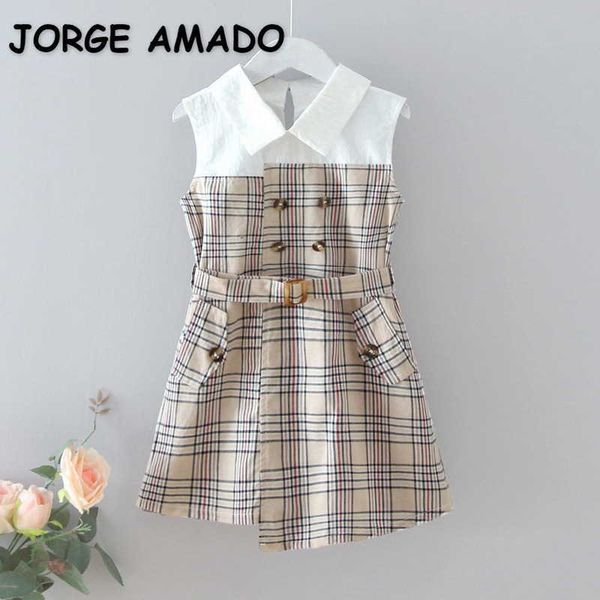 korean style spring kids girls dress patchwork sleeveless trench with sashes casual dresses children clothes e625 210610, Red;yellow
korean style spring kids girls dress patchwork sleeveless trench with sashes casual dresses children clothes e625 210610, Red;yellow
