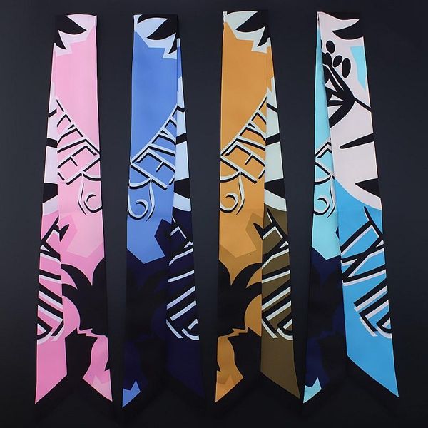 scarves pobing design letters print silk scarf women head brand small tie handle bag ribbon long female wraps 100*5cm, Blue;gray
scarves pobing design letters print silk scarf women head brand small tie handle bag ribbon long female wraps 100*5cm, Blue;gray