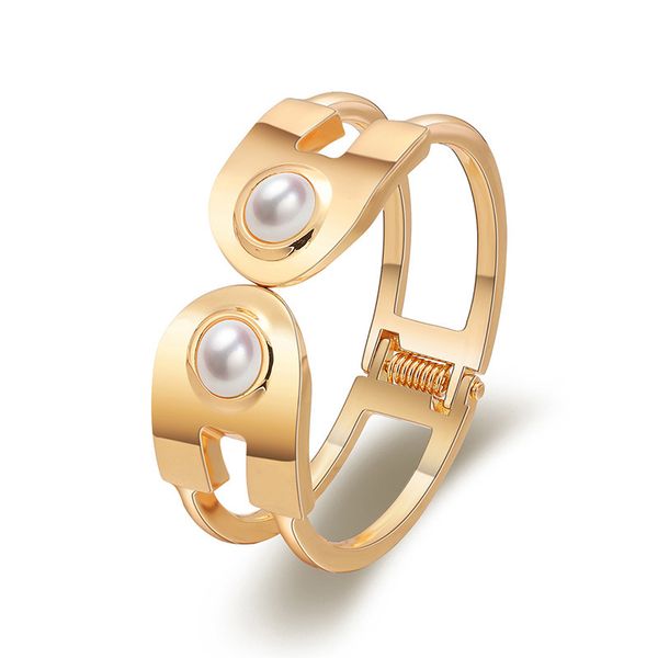 small simple women's bracelet with minimalist lines, i-shaped hollowed out u-shaped pearl double ended open gold-plated bracelet, Black
small simple women's bracelet with minimalist lines, i-shaped hollowed out u-shaped pearl double ended open gold-plated bracelet, Black