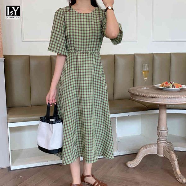 dresses summer women sweet plaid o-neck short sleeve elegant high waist medium length dresses female, Black;gray
dresses summer women sweet plaid o-neck short sleeve elegant high waist medium length dresses female, Black;gray