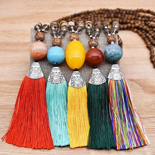 bohemian tassel jewelry 5 colors long wood natural stone beads pendants necklaces women, Silver
bohemian tassel jewelry 5 colors long wood natural stone beads pendants necklaces women, Silver