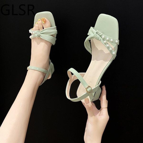 sandals pearl green women fashion summer shoes woman heels 2021 womens outdoor most sold products o065, Black
