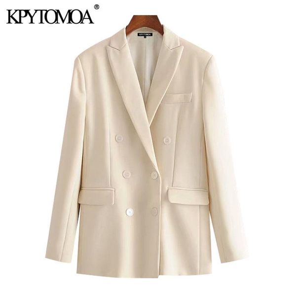 women 2021 fashion office wear double breasted blazer coat vintage long sleeve pockets female outerwear chic women's suits & blazers, White;black
women 2021 fashion office wear double breasted blazer coat vintage long sleeve pockets female outerwear chic women's suits & blazers, White;black