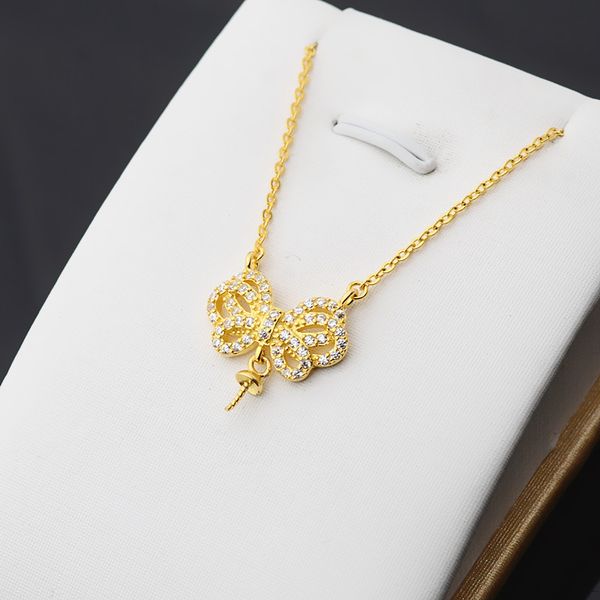 sil-ver female multi zircon bow pendant set pendant with chain diy pearl necklace holder 337, Silver
sil-ver female multi zircon bow pendant set pendant with chain diy pearl necklace holder 337, Silver