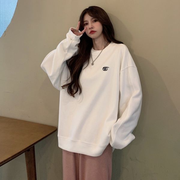 hoodies korean version lazy style embroidered letter loose tb sweater fashionable white thin women's wear, Black
hoodies korean version lazy style embroidered letter loose tb sweater fashionable white thin women's wear, Black