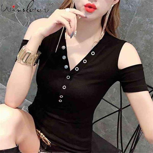 summer korean fashion streetwear off shoulder v-neck tshirt women short sleeve button bottoming shirt slim t13104a 210421, White
summer korean fashion streetwear off shoulder v-neck tshirt women short sleeve button bottoming shirt slim t13104a 210421, White