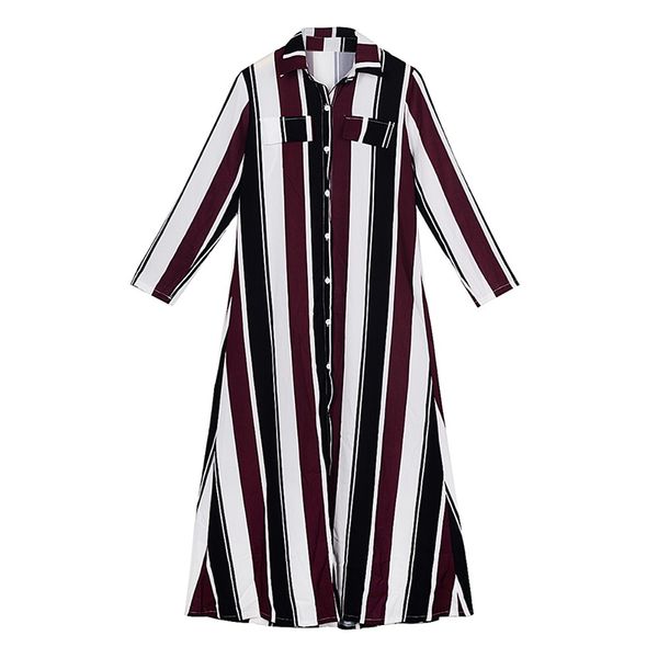 paris girl women's white collar lapel button - up frock with long sleeved spring stripe dress 210524, Black;gray
paris girl women's white collar lapel button - up frock with long sleeved spring stripe dress 210524, Black;gray