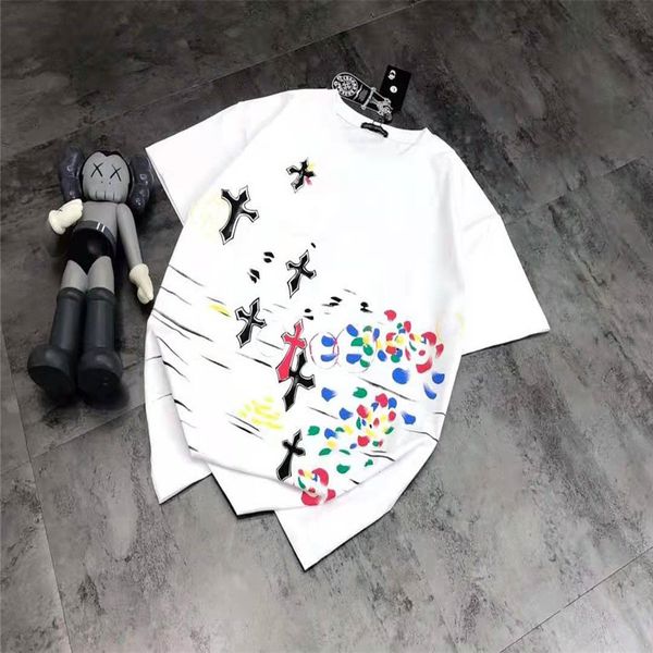 ch summer 2021 new fashion couple hand painted graffiti cross printed short sleeve casual t-shirt for men and wom, White
ch summer 2021 new fashion couple hand painted graffiti cross printed short sleeve casual t-shirt for men and wom, White