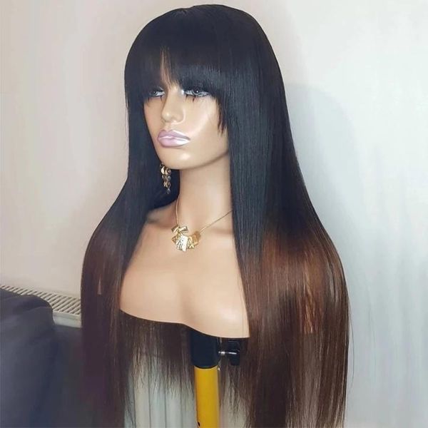 fringe wig brown straight ombre human hair lace wigs for black women with bangs 13x6 deep part front baby, Black;brown
fringe wig brown straight ombre human hair lace wigs for black women with bangs 13x6 deep part front baby, Black;brown