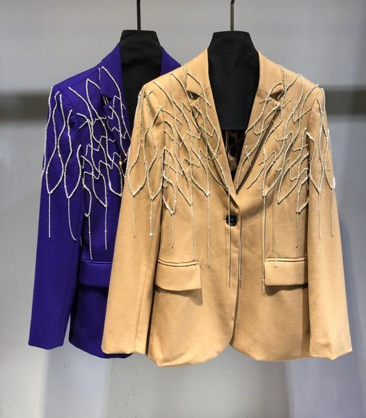 women's suits & blazers autumn 2021 luxury women diamonds tassel 30% wool blazer jacket female coat 2 color for ladies gdnz 8.0, White;black
women's suits & blazers autumn 2021 luxury women diamonds tassel 30% wool blazer jacket female coat 2 color for ladies gdnz 8.0, White;black