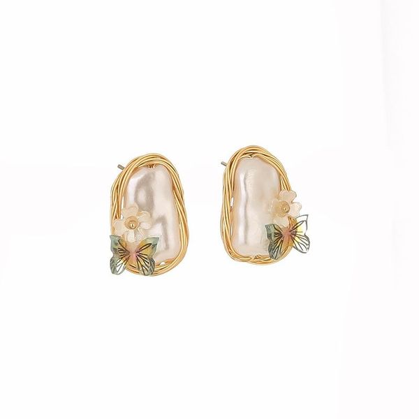 stud exquisite earrings women's butterfly creative fashion baroque pearl hand wound temperament retro earring type, Golden;silver
stud exquisite earrings women's butterfly creative fashion baroque pearl hand wound temperament retro earring type, Golden;silver