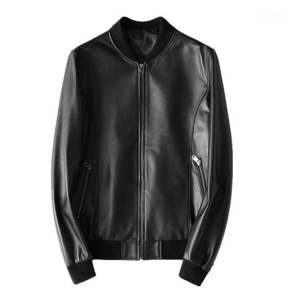 spring genuine leather jacket man short fashion casual male sheepskin coat round neck men's & faux, Black
spring genuine leather jacket man short fashion casual male sheepskin coat round neck men's & faux, Black
