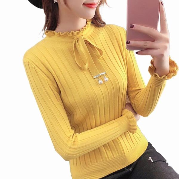 autumn women long sleeve bowknot slim basic knitwear ruffle sweater pullover daily wear 2021 camisa women's t-shirt, White
autumn women long sleeve bowknot slim basic knitwear ruffle sweater pullover daily wear 2021 camisa women's t-shirt, White