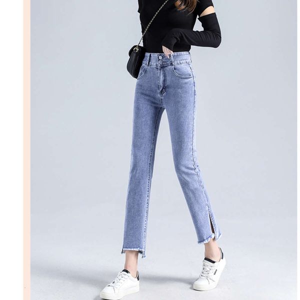 jeans, autumn clothes, high waist, thin and elastic nine point tube pipe pants, Blue
jeans, autumn clothes, high waist, thin and elastic nine point tube pipe pants, Blue