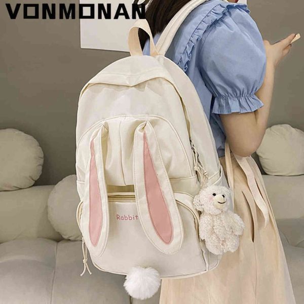 women cute backpack purses designer nylon waterproof schoolbag for teen girls large capacity rucksack cartoon rabbit mochila y1105
women cute backpack purses designer nylon waterproof schoolbag for teen girls large capacity rucksack cartoon rabbit mochila y1105