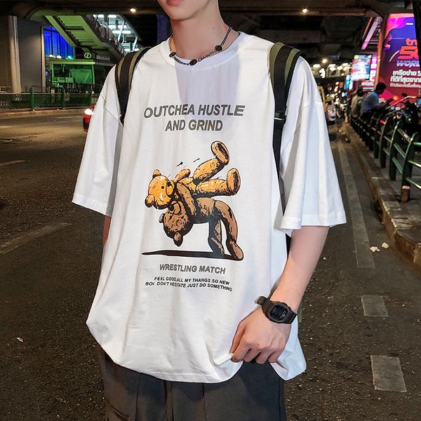 fashion 2021 men's t-shirts brand bear print short round ne half sve shirt loose t-shirt, White;black
fashion 2021 men's t-shirts brand bear print short round ne half sve shirt loose t-shirt, White;black