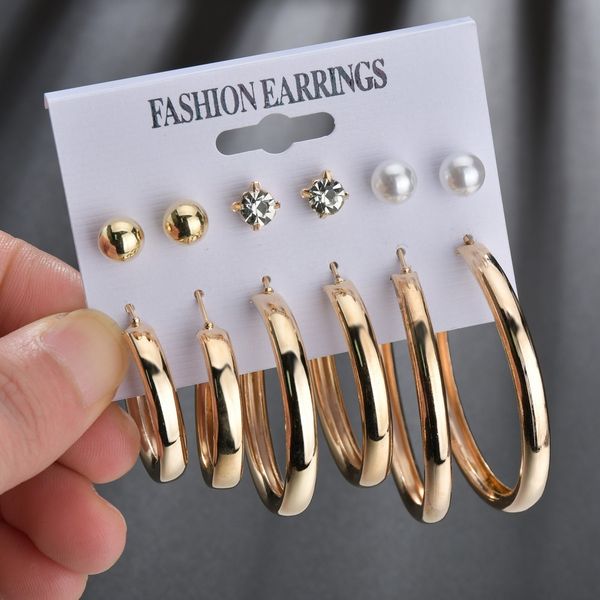 budrovky european and american popular crystal pearl exaggerated big ring earrings ear stud trendy earrings 6-piece setdio chan contact, Silver
budrovky european and american popular crystal pearl exaggerated big ring earrings ear stud trendy earrings 6-piece setdio chan contact, Silver