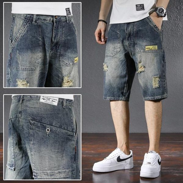 men's large size fashion ripped jeans for men 2021 summer cotton loose straight denim shorts creative patch trend, Blue
men's large size fashion ripped jeans for men 2021 summer cotton loose straight denim shorts creative patch trend, Blue