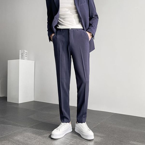 men's suits & blazers business casual slim fit stripe ankle length suit pants male korean fashion streetwear vintage trousers man pant, White;black
men's suits & blazers business casual slim fit stripe ankle length suit pants male korean fashion streetwear vintage trousers man pant, White;black
