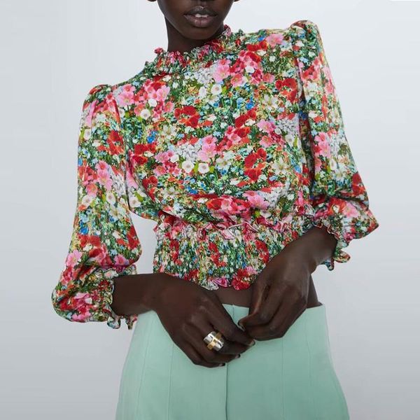 women's blouses & shirts ladies 2021 elegant floral blouse pullover long sleeve waist stand collar printed fashion spring, White
women's blouses & shirts ladies 2021 elegant floral blouse pullover long sleeve waist stand collar printed fashion spring, White