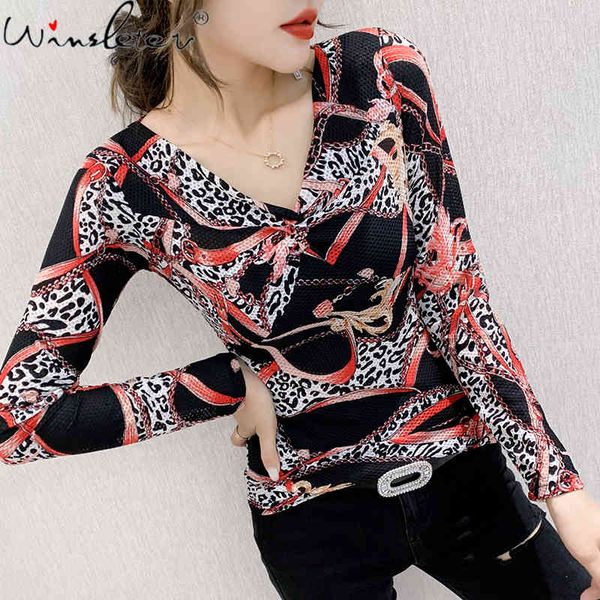 women's t-shirt fall winter european clothes t-shirt fashion v-neck kink print women ropa mujer slim waist all match tee, White
women's t-shirt fall winter european clothes t-shirt fashion v-neck kink print women ropa mujer slim waist all match tee, White