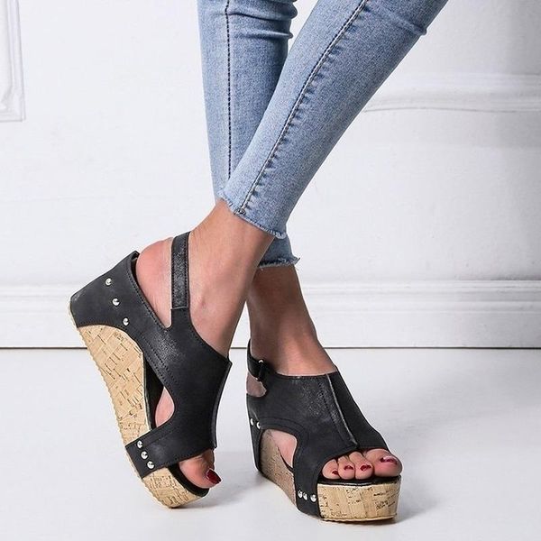 dress shoes summer brown pu women platform sandals peep toe wedge buckle strap comfortable size 35-42, Black
dress shoes summer brown pu women platform sandals peep toe wedge buckle strap comfortable size 35-42, Black