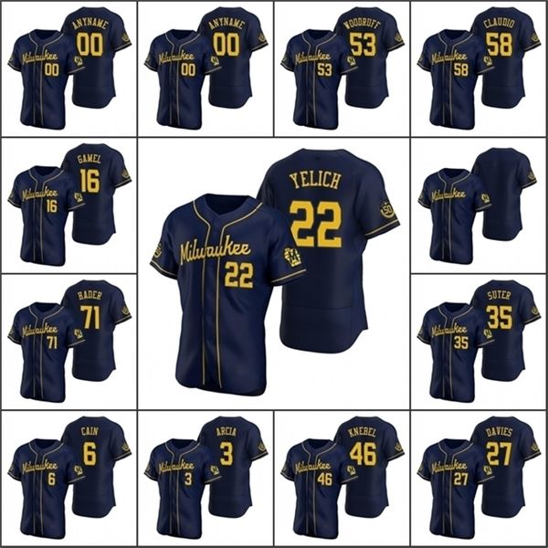 092020 Men Custom Women Youth Milwaukee\rBrewers #22 Christian Yelich 52 Jimmy Nelson 27 Zach Davies Navy Authentic Jersey, Color9
092020 Men Custom Women Youth Milwaukee\rBrewers #22 Christian Yelich 52 Jimmy Nelson 27 Zach Davies Navy Authentic Jersey, Color9