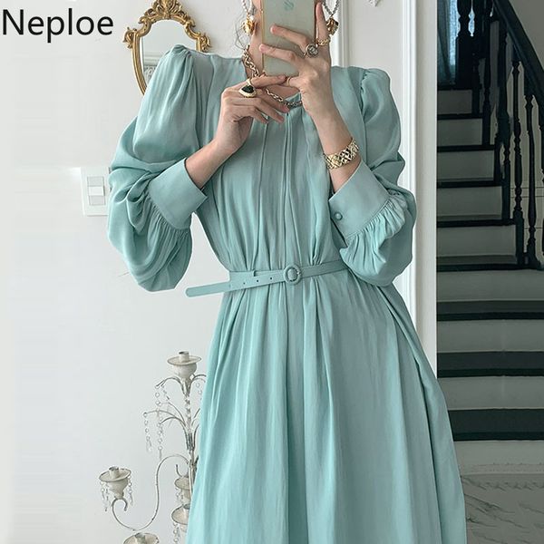 neploe korean woman dress o-neck lantern sleeve vestidos ol lace up slim waist pleated elegant dresses for women with belt 94821 210422, Black;gray
neploe korean woman dress o-neck lantern sleeve vestidos ol lace up slim waist pleated elegant dresses for women with belt 94821 210422, Black;gray