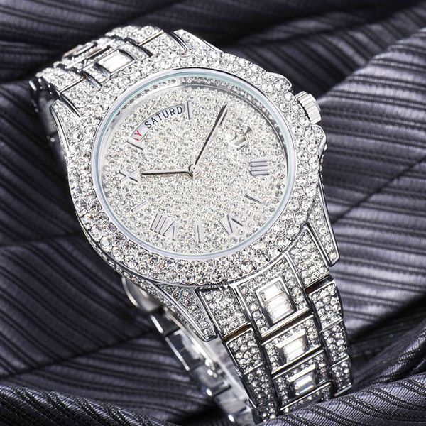 dropshipping iced out hip hop luxury quartz watch for men full bling diamond aaa cz clock day date waterproof relogio, Slivery;brown
dropshipping iced out hip hop luxury quartz watch for men full bling diamond aaa cz clock day date waterproof relogio, Slivery;brown