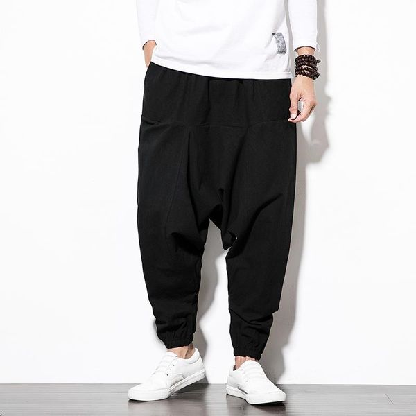 cotton linen cross-pants japanese harajuku loose joggers trousers hip hop harem pants wide leg baggy big size men's, Black
cotton linen cross-pants japanese harajuku loose joggers trousers hip hop harem pants wide leg baggy big size men's, Black