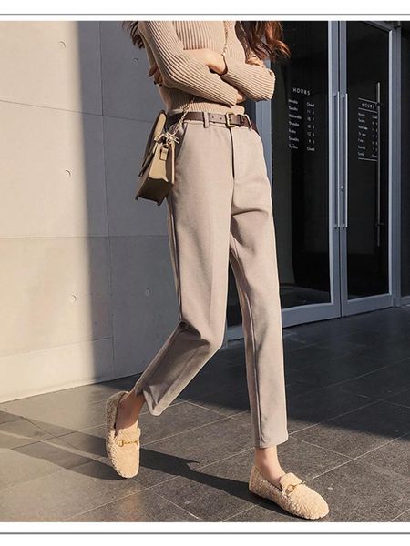 women's pants & capris jujuland woman winter thick woolen trousers black loose warm style straight-leg 823, Black;white
women's pants & capris jujuland woman winter thick woolen trousers black loose warm style straight-leg 823, Black;white