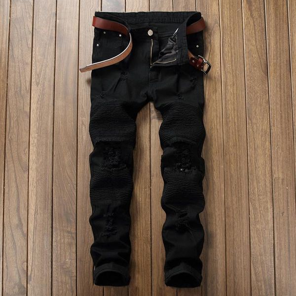men's jeans europe and america high street hole black casual fit elastic to take a amazon foreign trade, Blue
men's jeans europe and america high street hole black casual fit elastic to take a amazon foreign trade, Blue