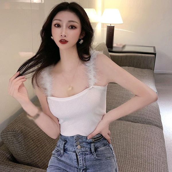women's tanks & camis slim knitted camisole women sling vest summer casual female short tank top, White
women's tanks & camis slim knitted camisole women sling vest summer casual female short tank top, White