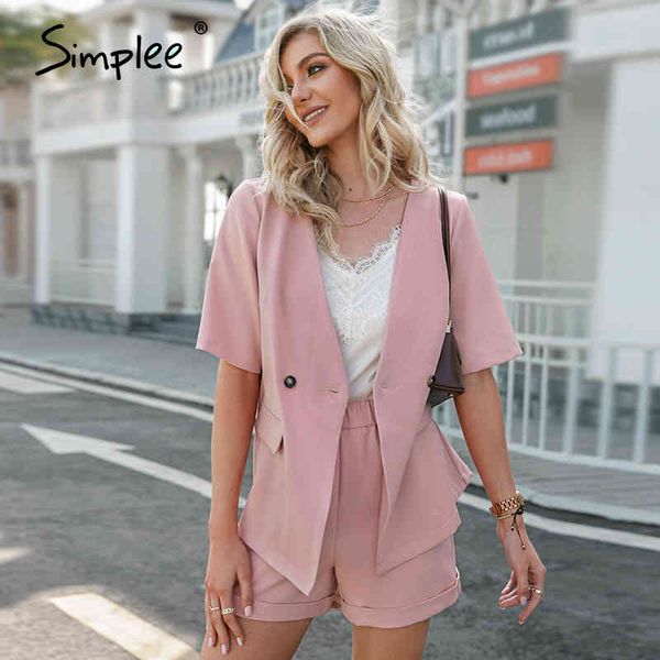 light pink two-piece short sleeve blazer suit spring summer solid v-neck shorts women set casual streetwear suits 210414, White
light pink two-piece short sleeve blazer suit spring summer solid v-neck shorts women set casual streetwear suits 210414, White