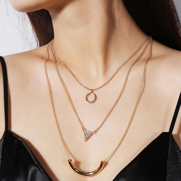 vintage multilayer rhinestone triangle round pipe bend pendant necklaces for women geometric clavicle necklace jewelry xr1460, Silver
vintage multilayer rhinestone triangle round pipe bend pendant necklaces for women geometric clavicle necklace jewelry xr1460, Silver