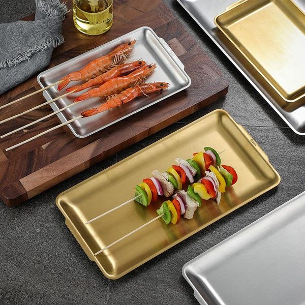 thickened 304 stainless steel rectangular plate korean barbecue plate, sushi flat bottom tray, tray storage dishes & plates
thickened 304 stainless steel rectangular plate korean barbecue plate, sushi flat bottom tray, tray storage dishes & plates