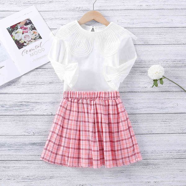 spring summer children's clothes 1-5 years fashion petal collar + plaid skirt 2-piece girl suit 210515, White
spring summer children's clothes 1-5 years fashion petal collar + plaid skirt 2-piece girl suit 210515, White