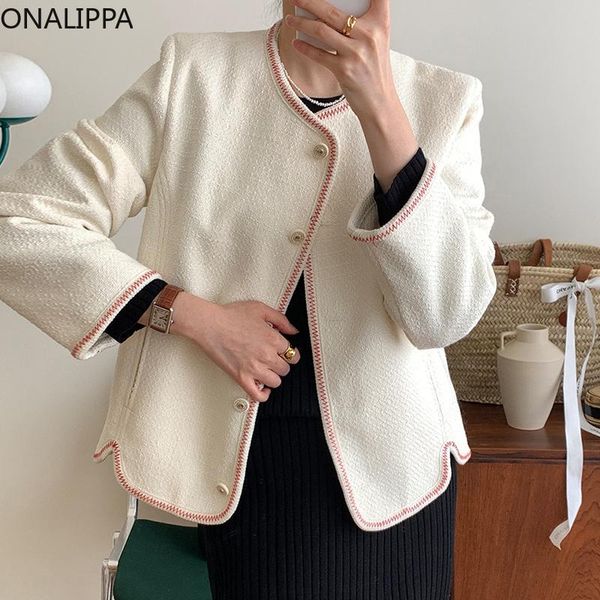 women's jackets onalippa long sleeve irregular tweed coats ladies french retro round neck hit color line edging single-breasted loose, Black;brown
women's jackets onalippa long sleeve irregular tweed coats ladies french retro round neck hit color line edging single-breasted loose, Black;brown