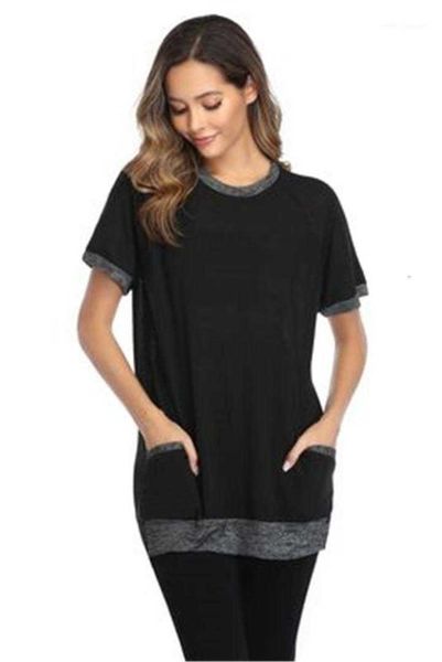 women's t-shirt sweatshirt designer female summer tee patchwork color pocket women fashion casual crew neck short sleeve pul ipn5, White
women's t-shirt sweatshirt designer female summer tee patchwork color pocket women fashion casual crew neck short sleeve pul ipn5, White