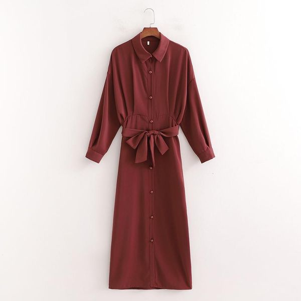 dresses women shirt-style wine red belted long sleeves elegant lady midi vestidos femme robe, Black;gray
dresses women shirt-style wine red belted long sleeves elegant lady midi vestidos femme robe, Black;gray