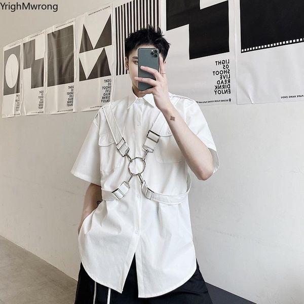 plus size removable ring harness cage strap hip hop harajuku streetwear men dress shirt pocket blouse woman korean fashion punk men's c, White;black
plus size removable ring harness cage strap hip hop harajuku streetwear men dress shirt pocket blouse woman korean fashion punk men's c, White;black