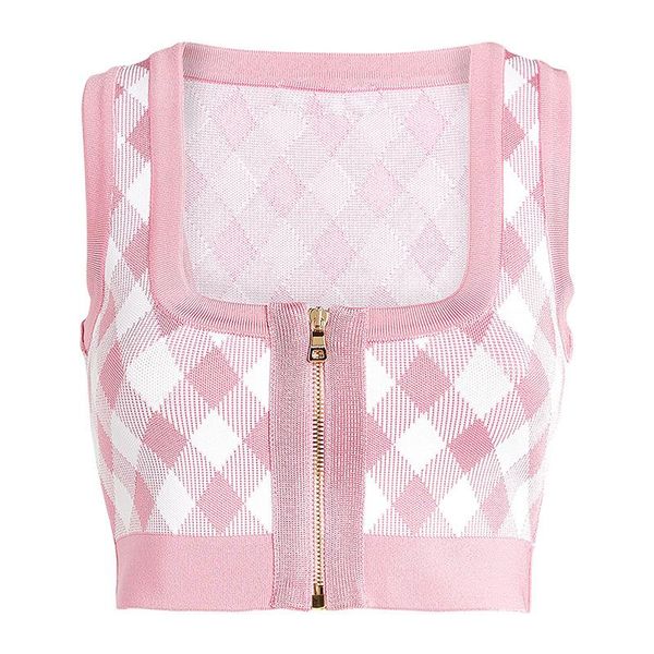 spring/summer 2021 square collar ling plaid ultrashort knitting zipper vest women jackets women's, Black;brown
spring/summer 2021 square collar ling plaid ultrashort knitting zipper vest women jackets women's, Black;brown
