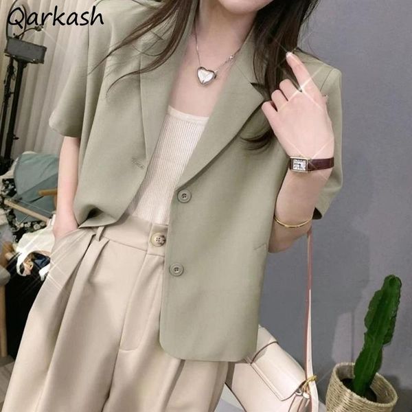 women's suits & blazers women fashion summer short sleeve blazer woman all-match cropped harajuku streetwear outwear chic daily casual, White;black
women's suits & blazers women fashion summer short sleeve blazer woman all-match cropped harajuku streetwear outwear chic daily casual, White;black