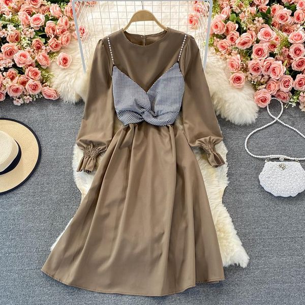 casual dresses 2021autumn elegant lady sling vest mid-length slim slimming round neck dress two-piece set, Black;gray
casual dresses 2021autumn elegant lady sling vest mid-length slim slimming round neck dress two-piece set, Black;gray