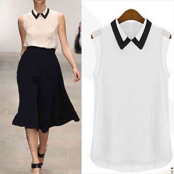 summer sleeveless chiffon fashion slim womens shirt fit vest office lady elegant black white lapel
summer sleeveless chiffon fashion slim womens shirt fit vest office lady elegant black white lapel