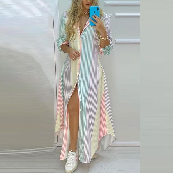 casual dresses boho dress 2021 spring autumn single breasted button irregular long women turn-down collar print maxi, Black;gray
casual dresses boho dress 2021 spring autumn single breasted button irregular long women turn-down collar print maxi, Black;gray