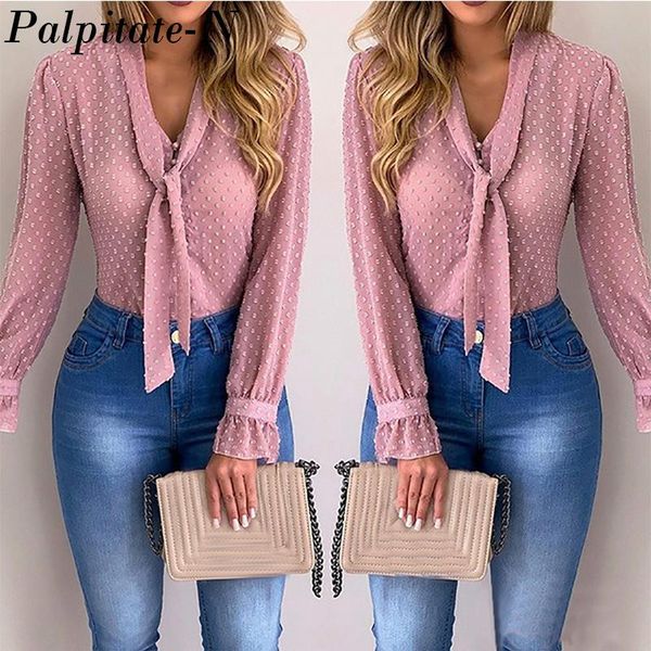women's blouses & shirts women fashion elegant chiffon long sleeve v-neck shirt office blouse slim casual female polka dot top, White
women's blouses & shirts women fashion elegant chiffon long sleeve v-neck shirt office blouse slim casual female polka dot top, White