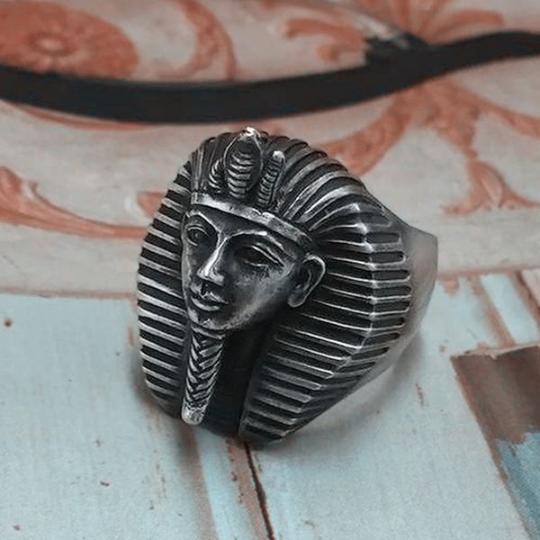vintage egypt tutankhamun ring men's ancient pharaoh stainless steel biker rings egyptian jewelry, Silver
vintage egypt tutankhamun ring men's ancient pharaoh stainless steel biker rings egyptian jewelry, Silver