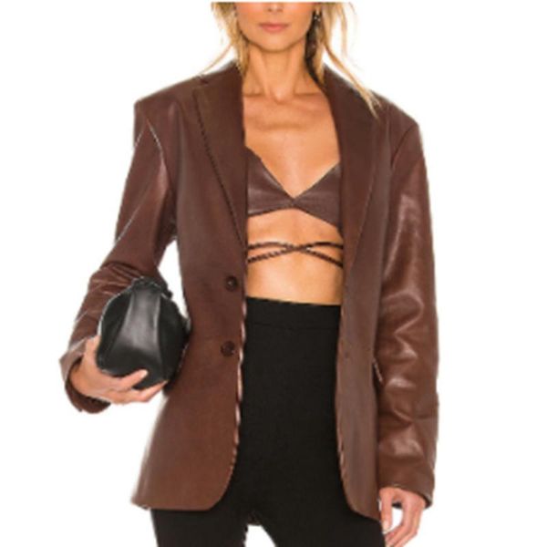women's suits & blazers 2021 autumn loose big pocket pu leather jacket coat single-breasted suit collar long-sleeved temperament commut, White;black
women's suits & blazers 2021 autumn loose big pocket pu leather jacket coat single-breasted suit collar long-sleeved temperament commut, White;black
